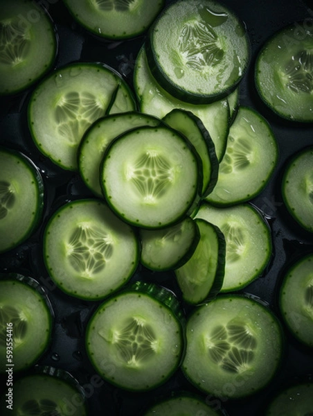 Fototapeta slices of fresh green cucumber