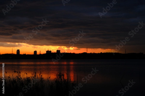 Obraz 印旛沼の夕焼け３８