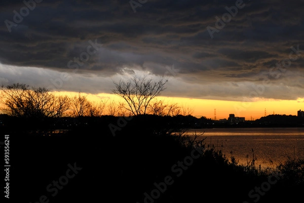 Obraz 印旛沼の夕焼け３９