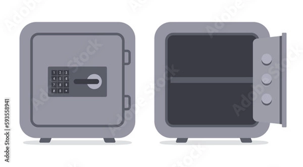 Obraz Closed bank safe and open empty safe. Vector.