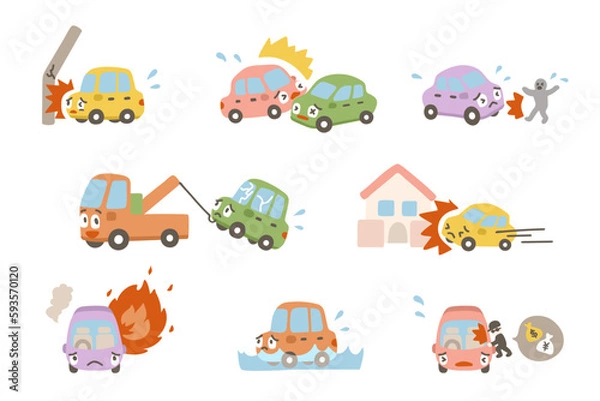 Obraz 車の保険（イラストセット）