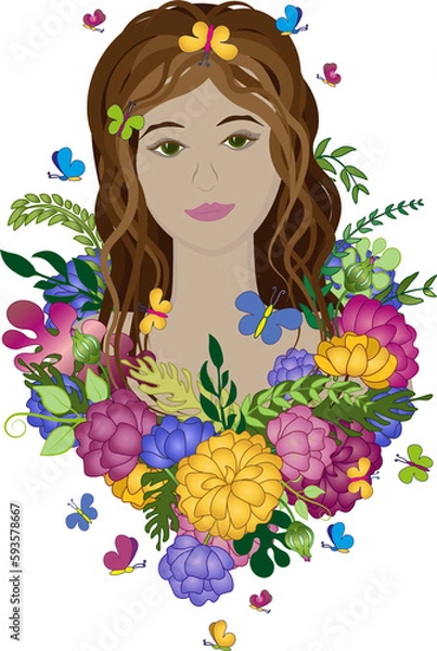 Fototapeta Girl in flowers