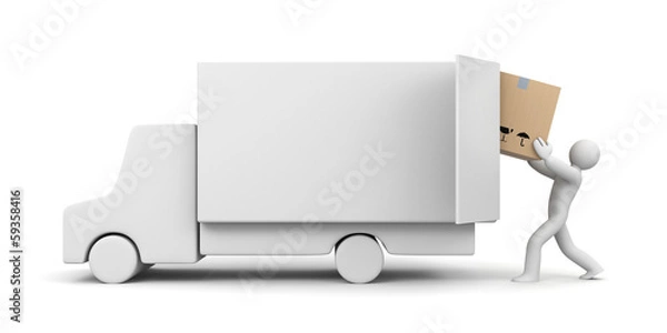 Obraz People unload a car