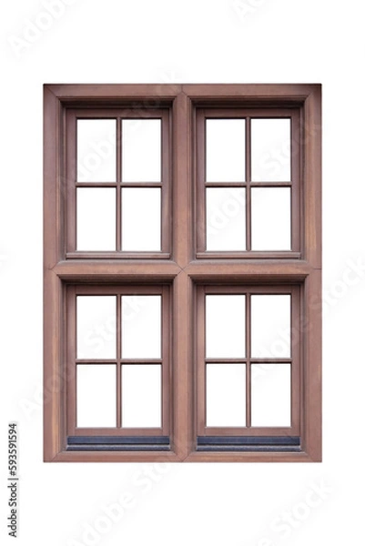 Fototapeta Window isolated on white. Classic four-piece window frame