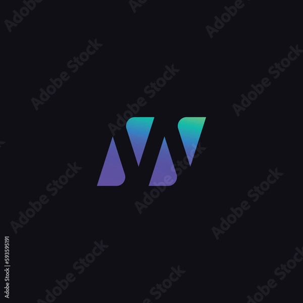 Obraz W logo made of triangles. Vector