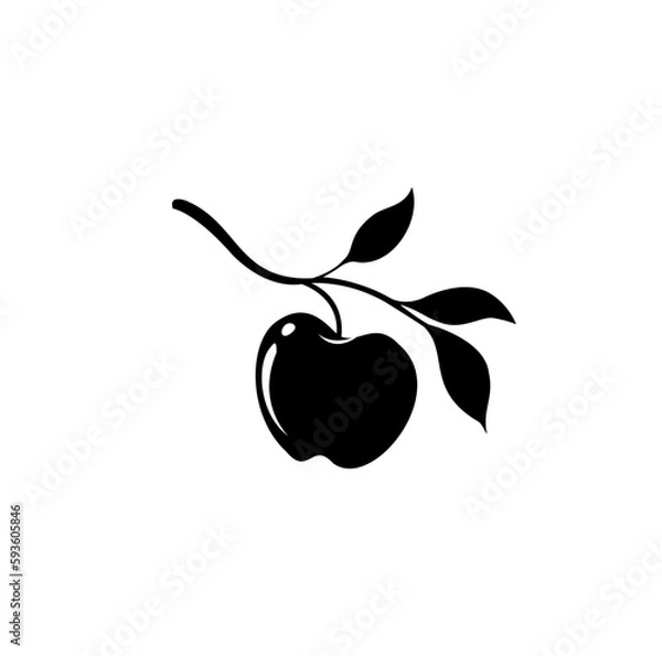 Obraz apple hand drawn silhouette vector illustration