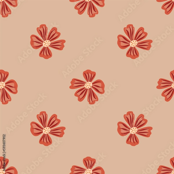 Fototapeta Chamomile flower seamless pattern in simple style. Abstract floral endless background.