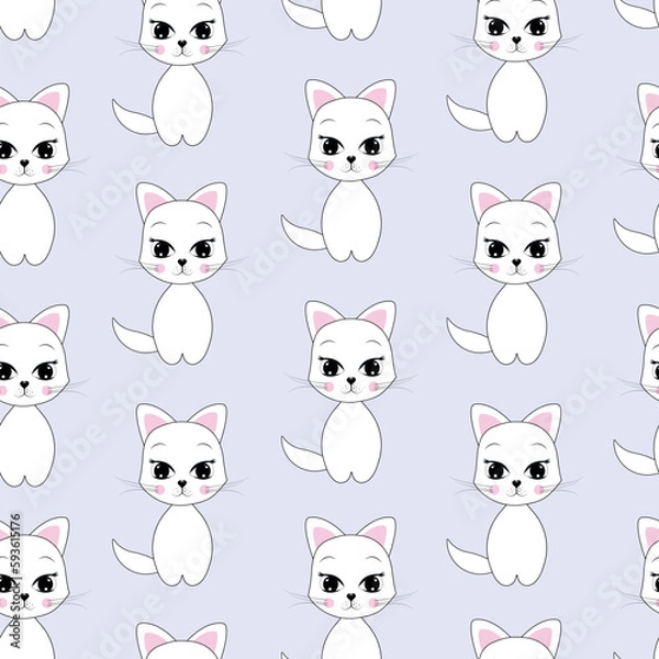 Obraz 
Cute seamless pattern with beautiful kittens. Great for baby fabric, textiles, wallpaper, postcards. Childish cartoon vector background.