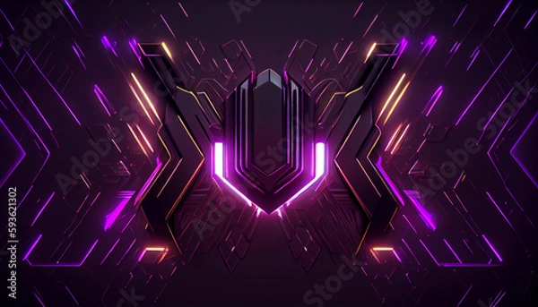 Fototapeta Beautiful abstract Colorful futuristic dark stage background. Colorful Stage. Colorful Abstract Background. Ai generated image