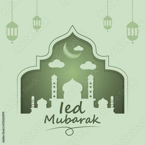 Obraz Eid Mubarak Design Background. Vector Illustration for greeting card, poster and banner.