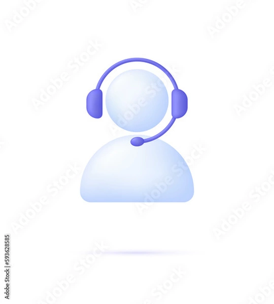 Obraz 3D Call center. Support service icon, customer consultation hotline, call center help.