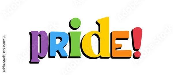 Fototapeta PRIDE Rainbow Lettering in collage Style. Different types, diversity representation. Vector banner.
