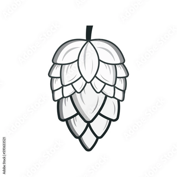 Fototapeta pine flower vector logo with black and white color simple line art,