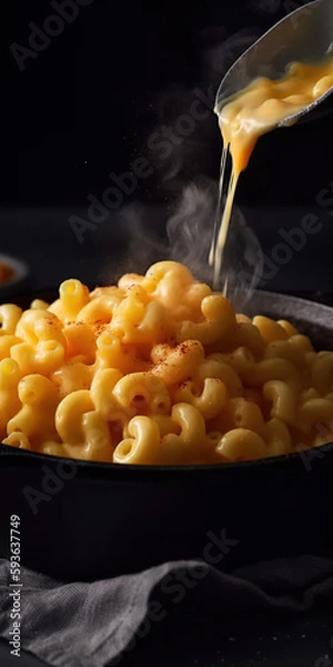 Fototapeta Mac and cheese. Delicious and hot mac and cheese. 