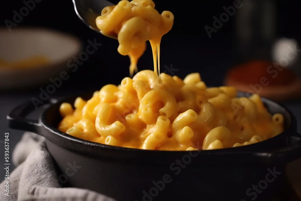 Fototapeta Mac and cheese. Delicious and hot mac and cheese. 