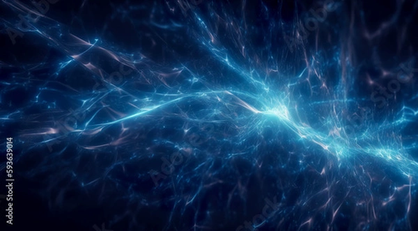 Obraz Blue Digital cyberspace and digital data network connections concept. digital abstract background. Generative AI