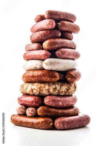 Obraz High Stack of Sausages, Generative AI