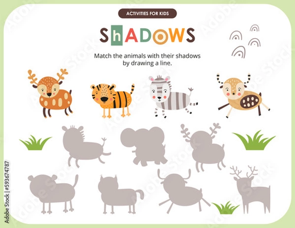 Fototapeta Cute Animals Maze game for children. Help Deer get to Apples. Vector illustration. Labyrinth for kids activity book.