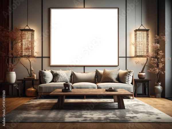 Fototapeta Japanese Style Royal Luxurious blank frame mockups, mockup frames for artwork print designs