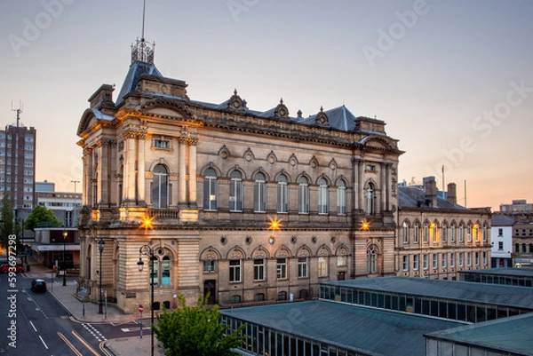 Fototapeta Concert Hall is an impressive building in the heart of Huddersfield  , UK