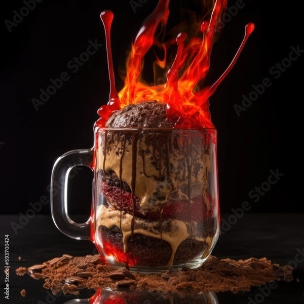 Fototapeta Chocolate Strawberry Brownie Cup - Generative Ai Illustration
