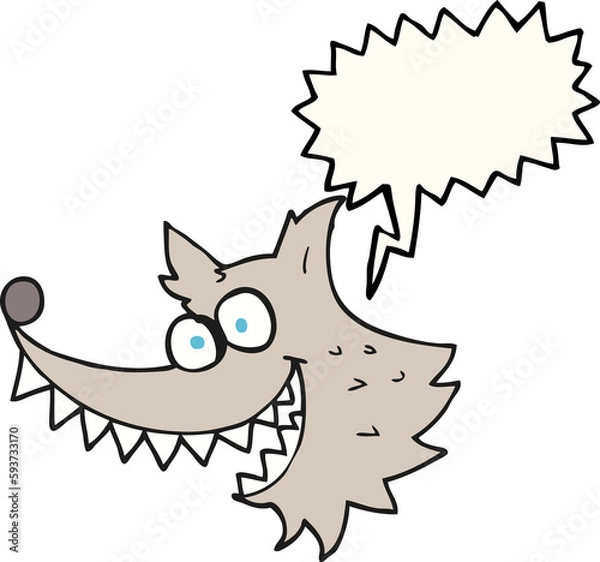 Fototapeta speech bubble cartoon crazy wolf