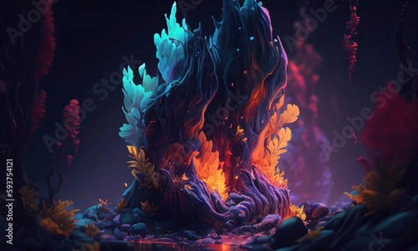 Obraz Dark World Tree Generative AI