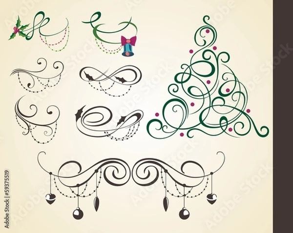 Fototapeta Set of Christmas elements