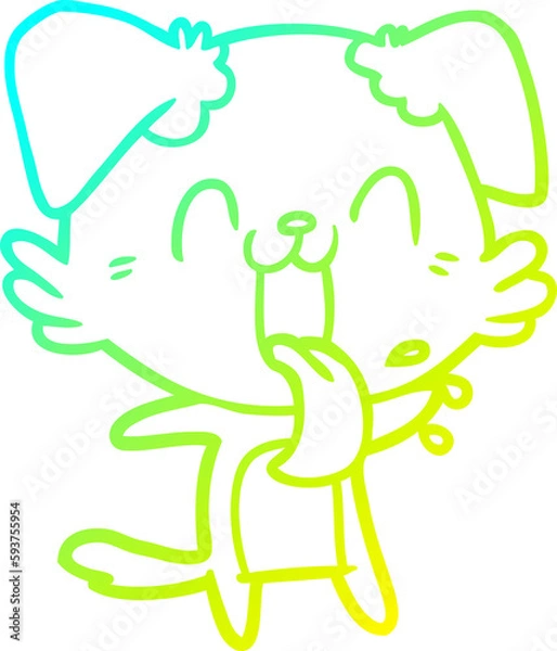 Fototapeta cold gradient line drawing cartoon panting dog