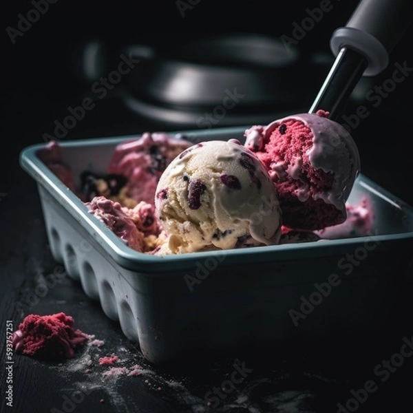 Obraz Ice Cream balls Served from a Container. Generative AI