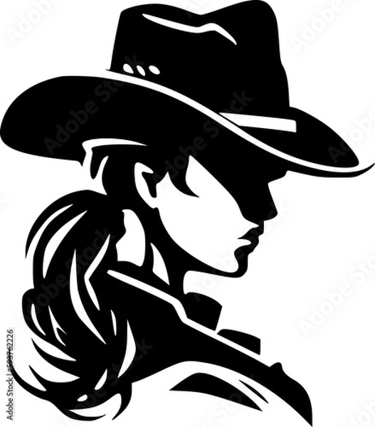 Obraz Cowgirl - Black and White Isolated Icon - Vector illustration