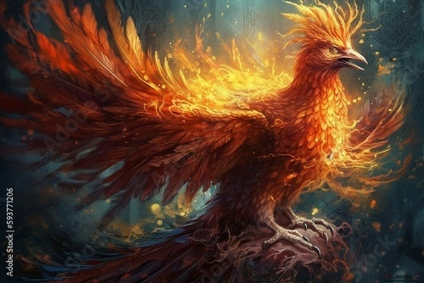 Obraz art illustration of rebirth of phoenix firebird. AI generative