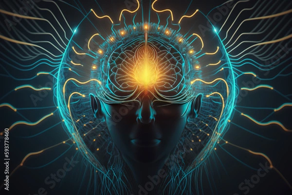 Fototapeta Generatywny AI. Układ neuronowy, Psy Wave Alpha Wielko