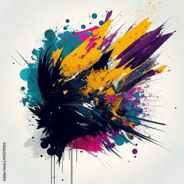 Fototapeta An abstract design with bold brush strokes and splatters of color, which creates an energetic and dynamic look.