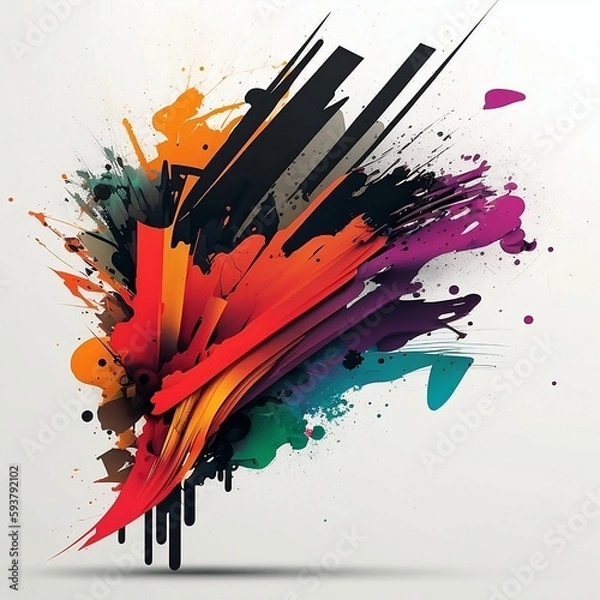 Fototapeta An abstract design with bold brush strokes and splatters of color, which creates an energetic and dynamic look.