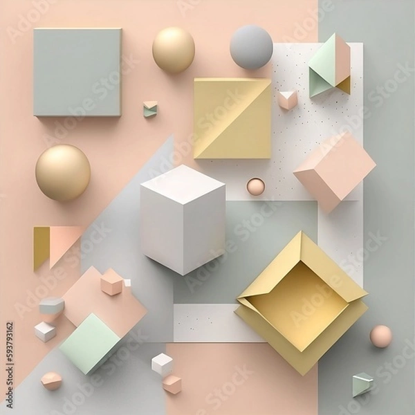 Fototapeta A minimalist design with simple geometric shapes in pastel colors, which creates a clean and modern look.