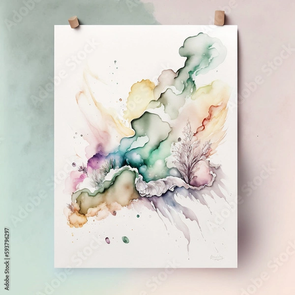 Fototapeta A watercolor design with soft, blended colors, which creates a dreamy and whimsical look.