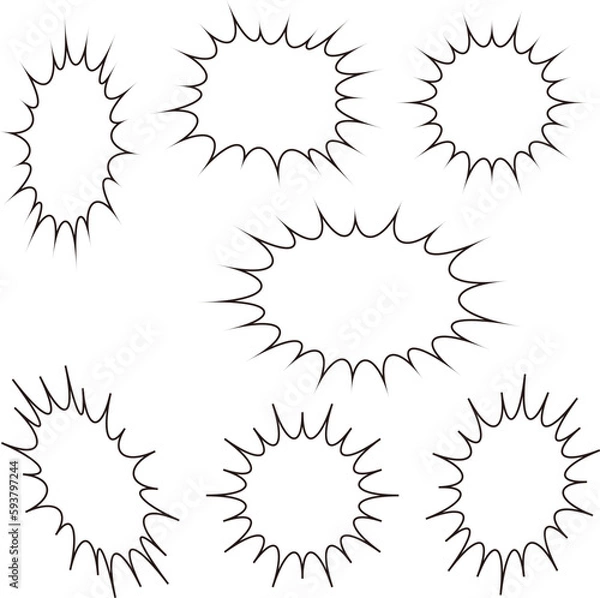 Obraz パンク・爆発・とげとげ吹き出しセット　漫画表現　白黒