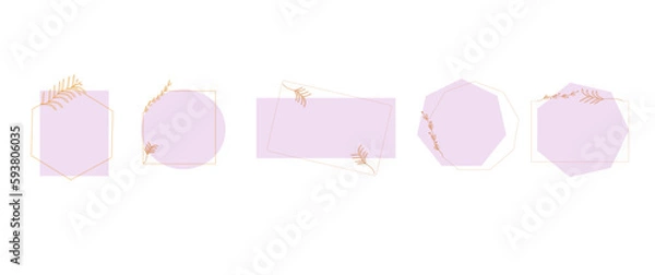 Obraz Vector set of Aesthetic frames designed on purple background for card design, wedding and more