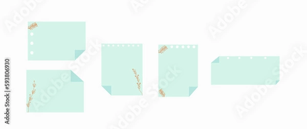 Fototapeta Set of Note Papers Cute.Vector Pads Paper Squares for Memo