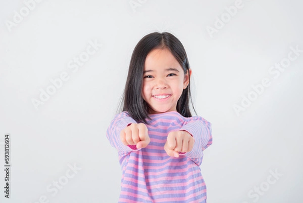 Obraz Image of Asian child posing on white  background