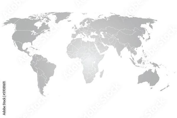 Obraz World Map Vector grey gradient