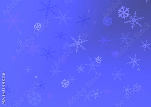 Fototapeta Snowy winter design. Falling snowflakes, abstract background. Snowfall. Raster illustration of snowflake overlay.