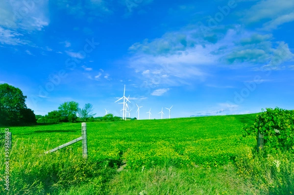 Obraz Wind turbines farm