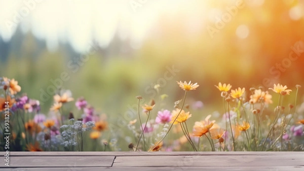 Fototapeta Beautiful garden with blur background. Blurred Summer Background Free Space 