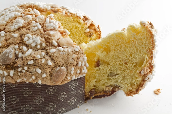 Obraz Panettone fruit cake on white background
