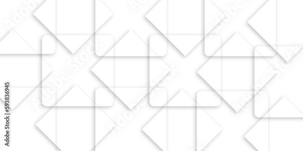 Fototapeta Abstract modern white and grey geometric square lines vector backgrounds. Design use for poster, template, banner, wallpaper background.