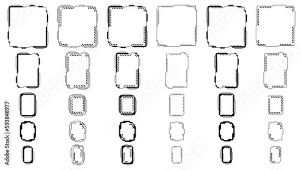 Obraz Set of tech frames isolated on white background. Hud frame with pcb elements. Design element.