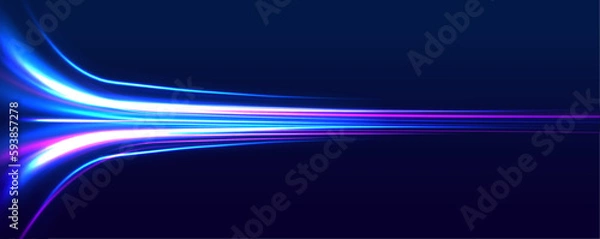 Fototapeta Magic moving fast speed police lines. Laser beams luminous abstract sparkling isolated on a transparent background. Abstract neon color glowing lines background.	