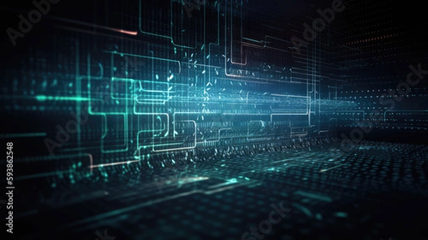 Obraz Programming code abstract technology background of software developer with Generative AI Technology